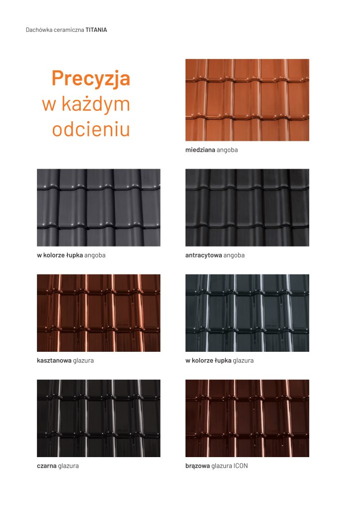 Dachówka ceramiczna miedziana angoba (bliższy rzut powierzchni w kolorze miedzi)