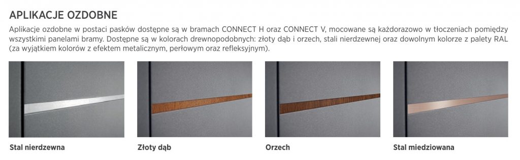 Aplikacje ozdobne do bramy uchylnej Wiśniowski Connect