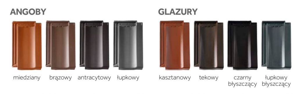 Próbnik kolorów dachówki ceramicznej Braas Topas 13V, prezentujący dostępne warianty wykończenia i barwy dachówki